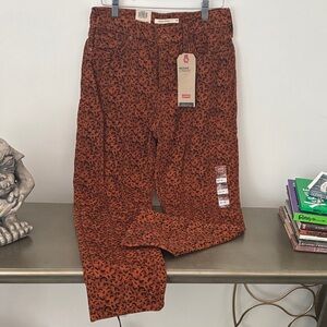 Levi's Orange Leopard Print Straight Leg Pants